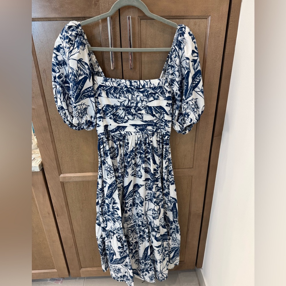 A&F Emerson Poplin Puff Sleeve Midi Dress